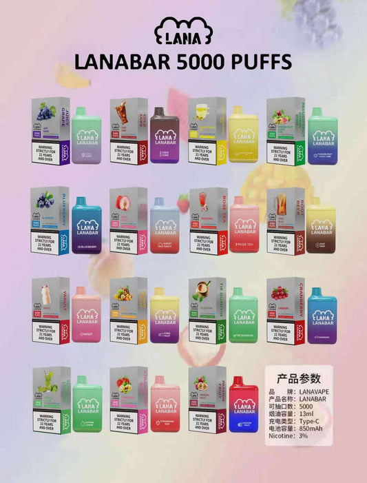 🔥台灣現貨🔥 LANA 拋棄式 5000口 - VAKA Vape糖果屋